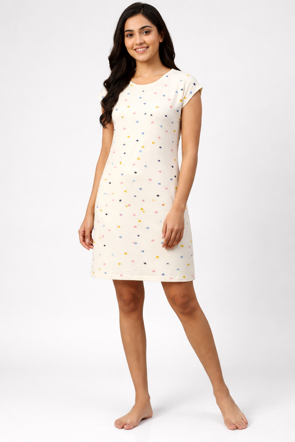 Women’s Knee Length Nighty | Soft Comfortable Sleepwear | Cap Sleeve Short Night Dress for Daily Wear