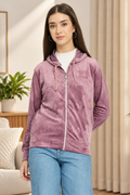 Women’s Floral Textured Zip-Up Hooded Sweatshirt
