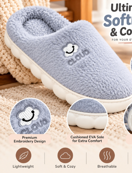 Camey Women’s Plush Indoor Slippers with Cute Prints | Soft Winter Home Slippers