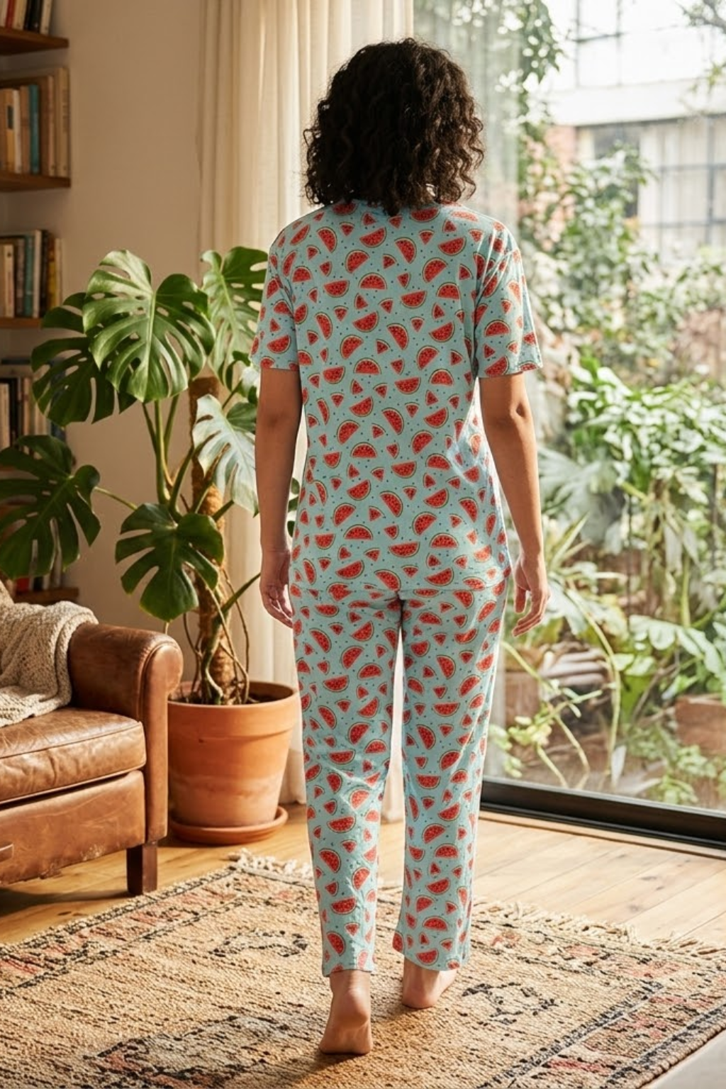 Budget-Friendly Camey Night Suit – Purchase Stylish Nightwear Online | Women's Printed Pyjama Set, Sky
