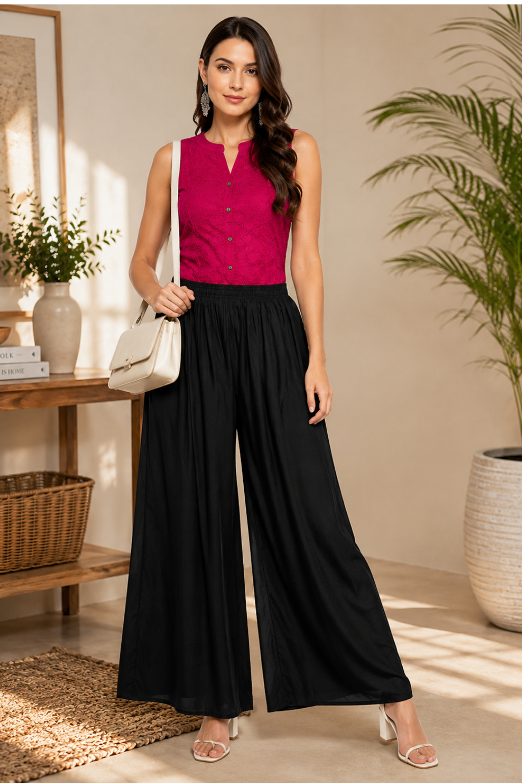 Women Cotton Black Palazzo