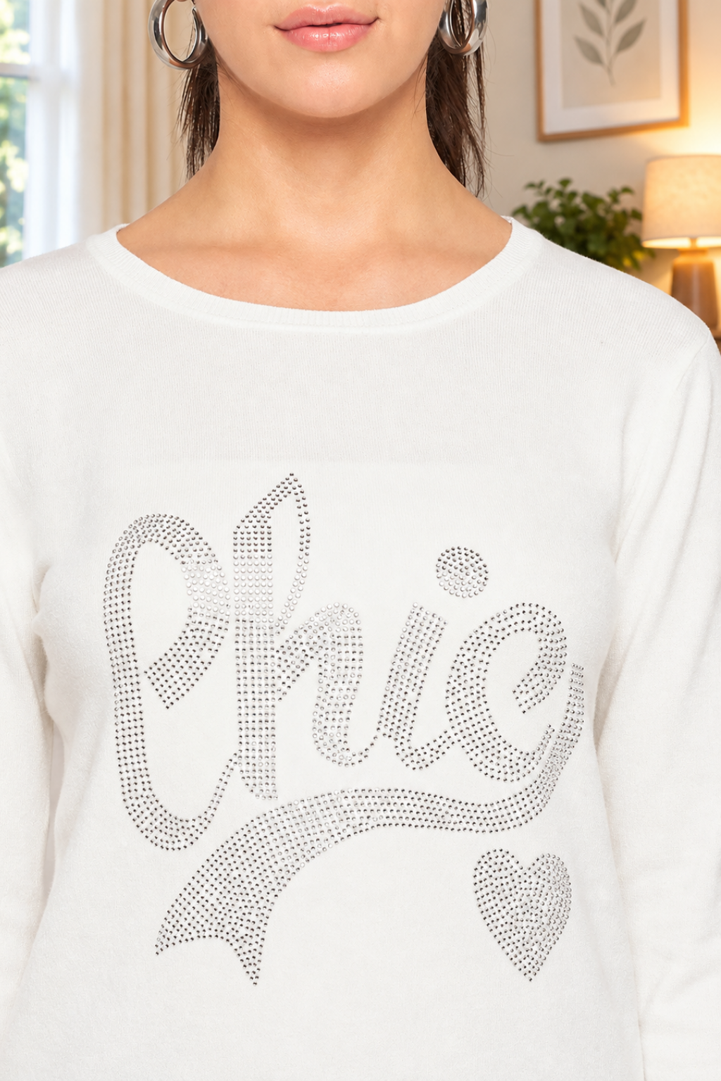 Women Woolen winter full sleeve stone print Round Neck top | Sweater