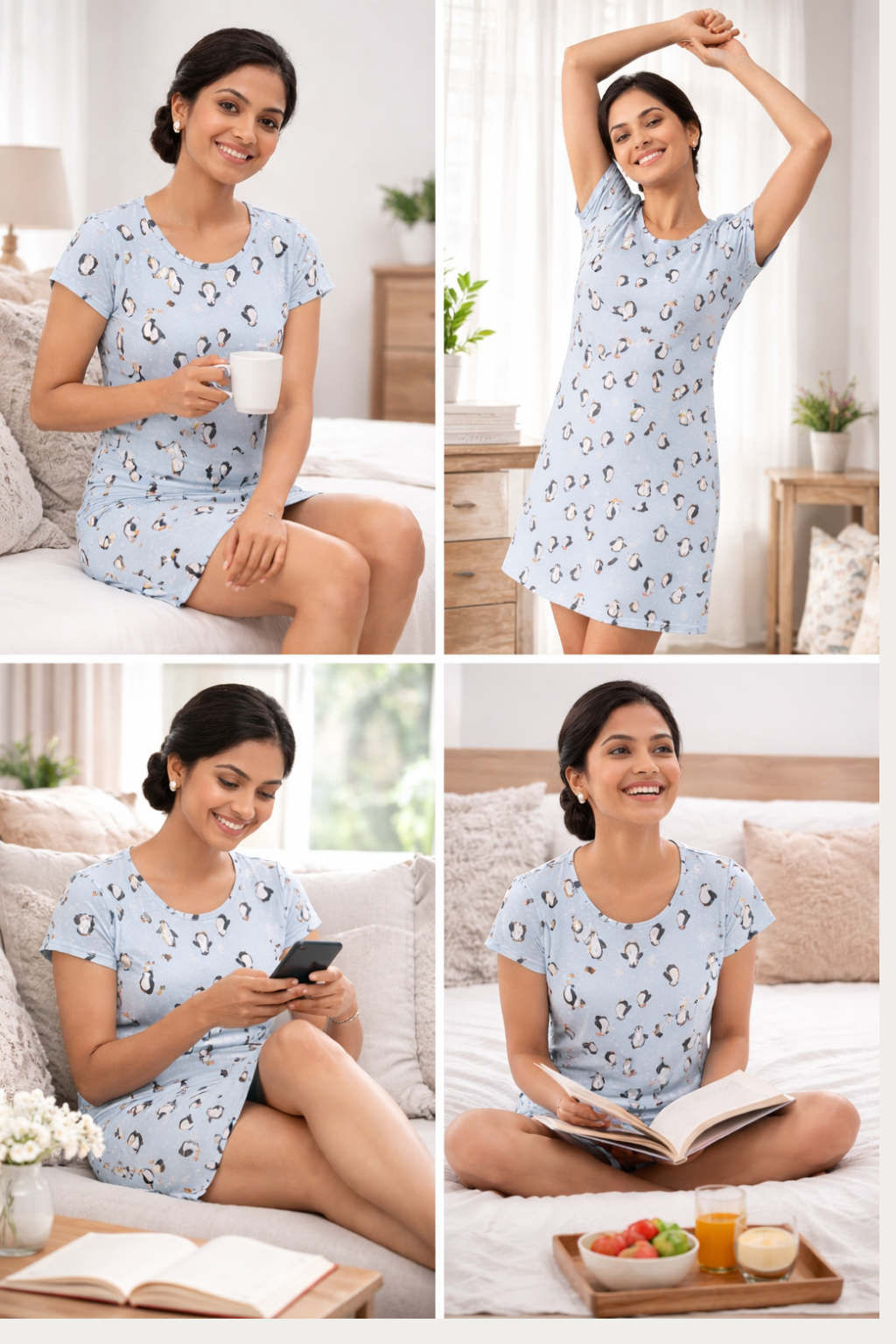 Women’s Knee Length Nighty | Soft Comfortable Sleepwear | Cap Sleeve Short Night Dress for Daily Wear