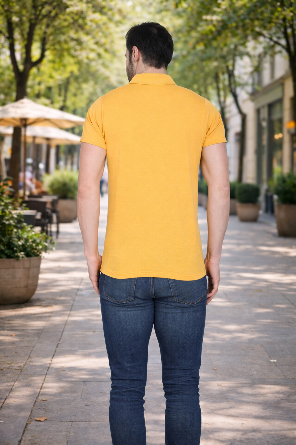 Camey Men's Casual Wear – Chic Cotton Tees Online | Mens Yellow Half Sleeve Plain Polo Tshirt