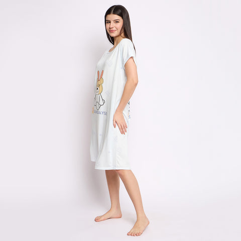 Women's short Nighty/Nightgown, Printed Pattern, Short Sleeve Sleep Dress