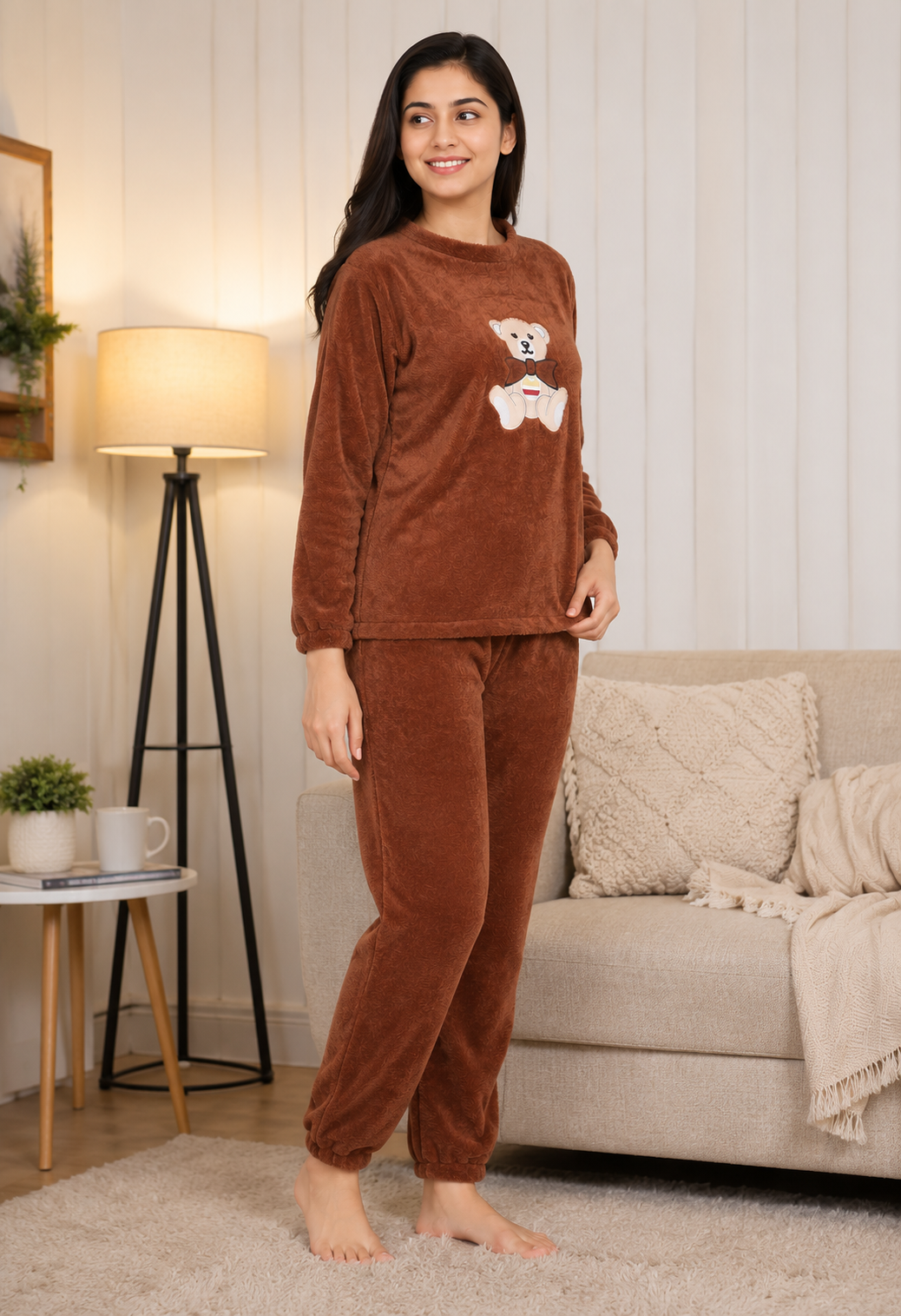 Camey Women Printed Winter Full Sleeve Top and Pajama Set