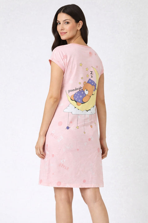 Women's short Nighty, Nightgown, Printed Pattern, Short Sleeve Sleep Dress