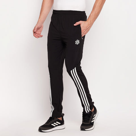 Men Striped Running Track Pants with Zipper Pocket