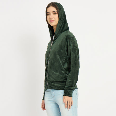 Women’s Floral Textured Zip-Up Hooded Sweatshirt