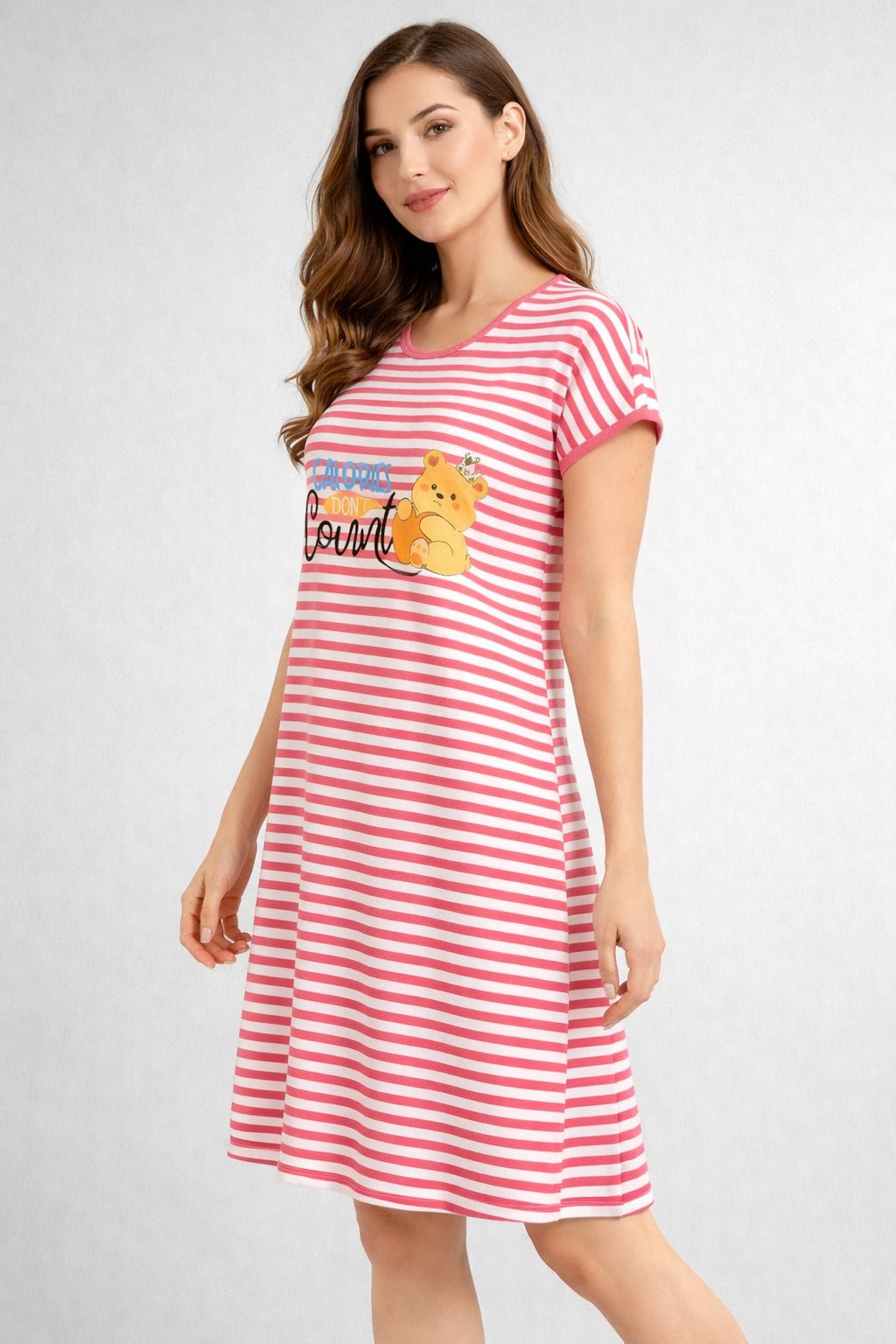 Women's short Nighty, Nightgown, Printed Pattern, Short Sleeve Sleep Dress