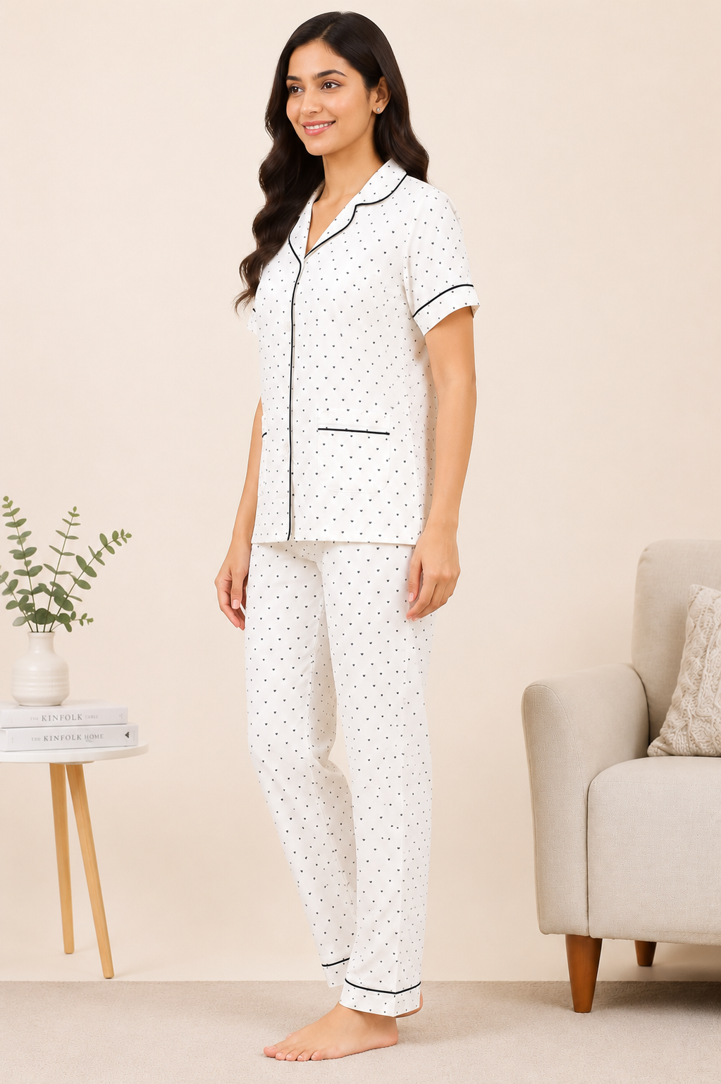 Women Night Suit | Women Sleepwear Set | Ladies Nightwear | Front Open Pyjama Set