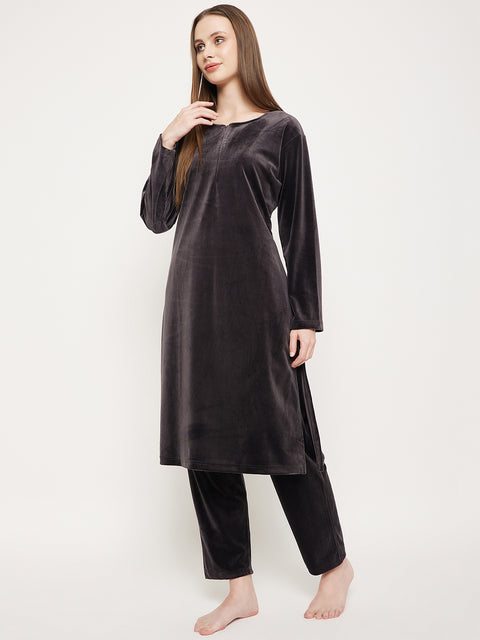 Women Woolen|Winter Corduroy Kurti & Pajama Set