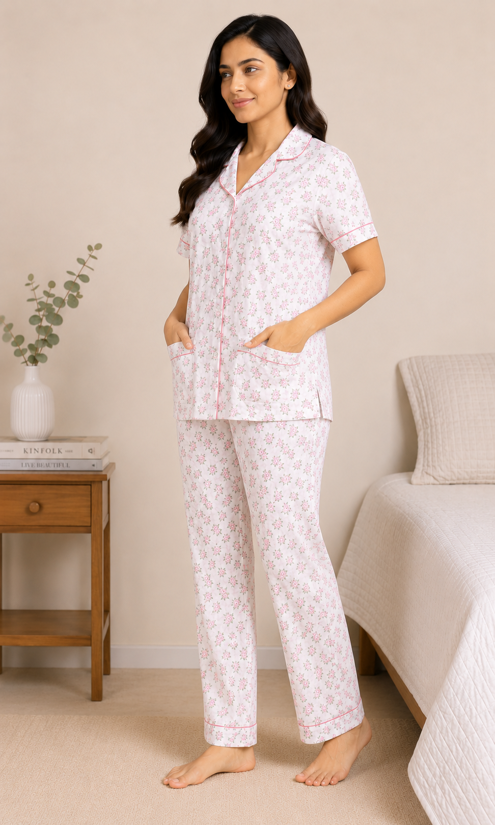 Women Night Suit | Women Sleepwear Set | Ladies Nightwear | Front Open Pyjama Set