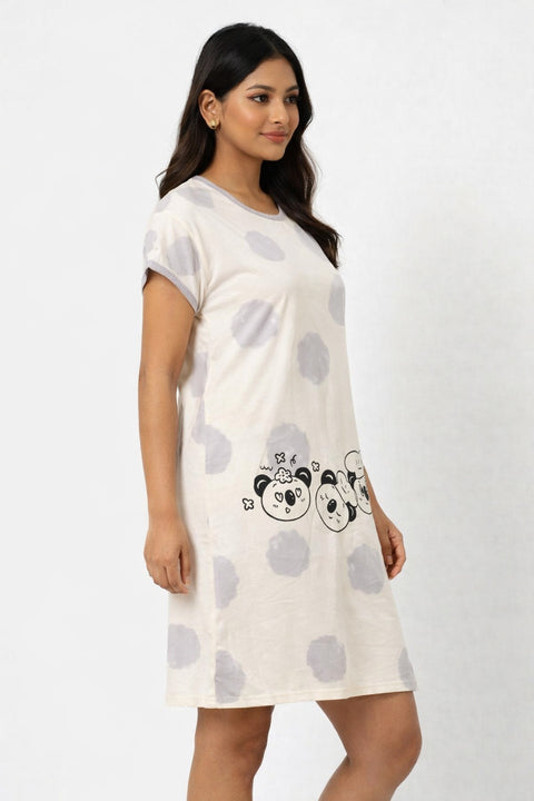Women's short Nighty, Nightgown, Printed Pattern, Short Sleeve Sleep Dress