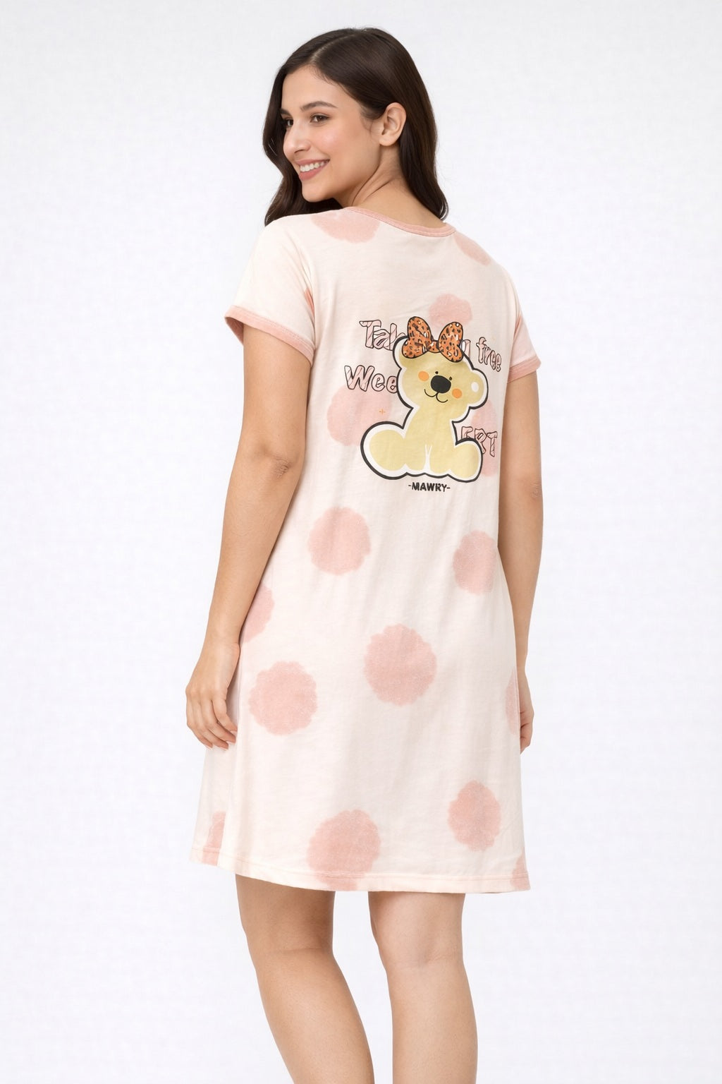 Women's short Nighty, Nightgown, Printed Pattern, Short Sleeve Sleep Dress