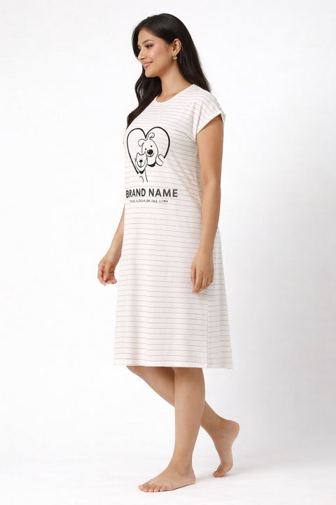 Women's short Nighty, Nightgown, Printed Pattern, Short Sleeve Sleep Dress