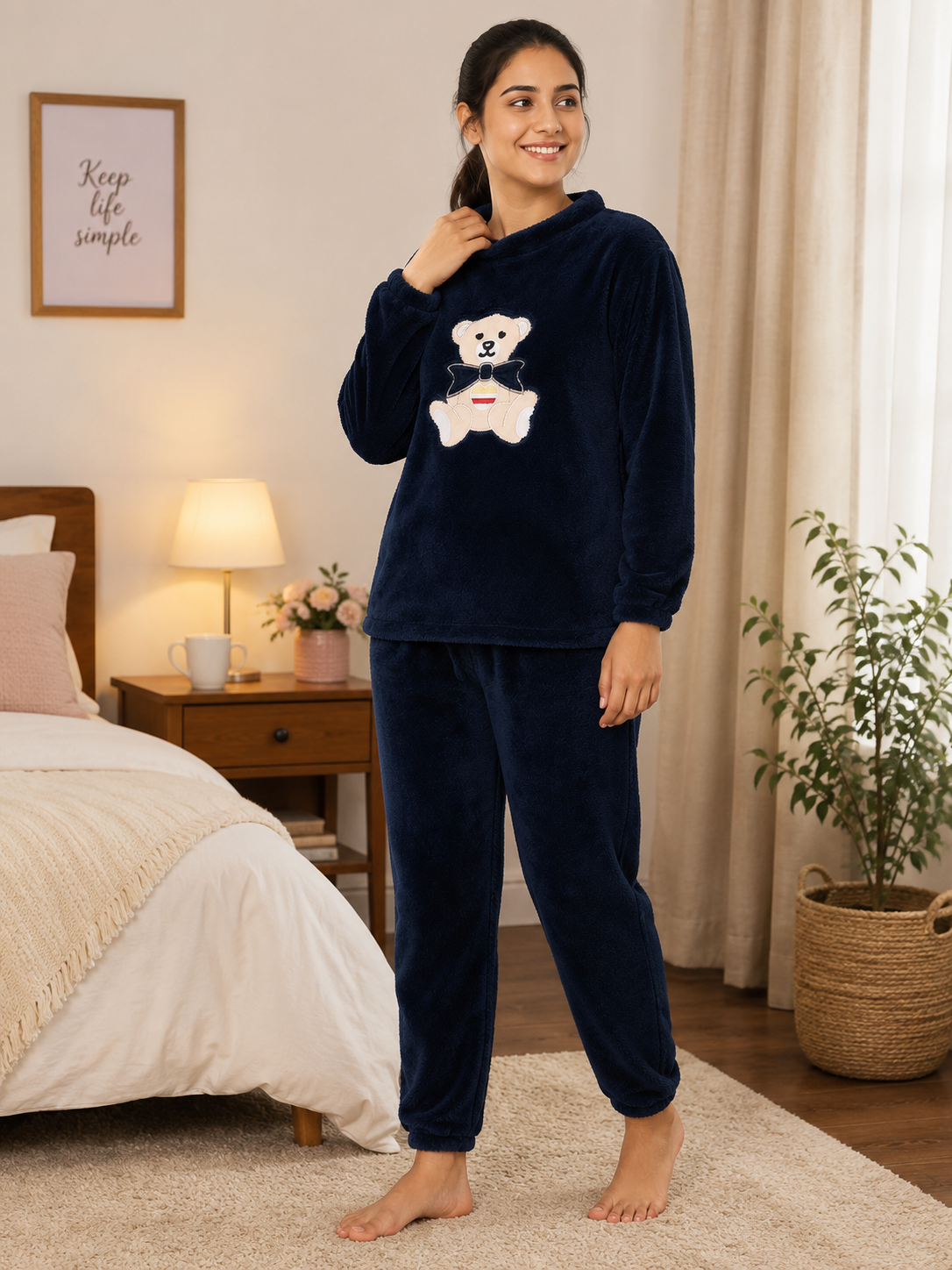 Camey Women Printed Winter Full Sleeve Top and Pajama Set