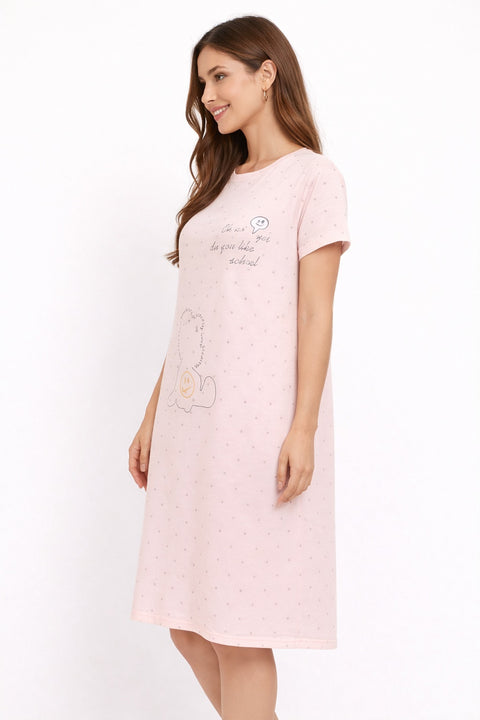 Women's short Nighty, Nightgown, Printed Pattern, Short Sleeve Sleep Dress