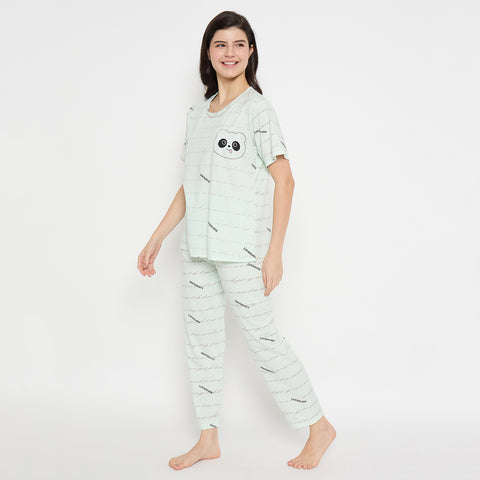 Women's Sleepwear Set, Cotton Pyjama with Short Sleeve T-Shirt,Loungewear