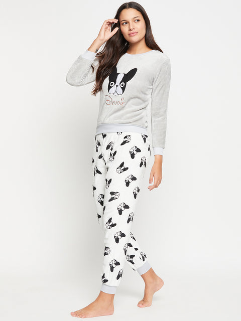 Women Printed Winter Full Sleeve Top and Pajama Pants