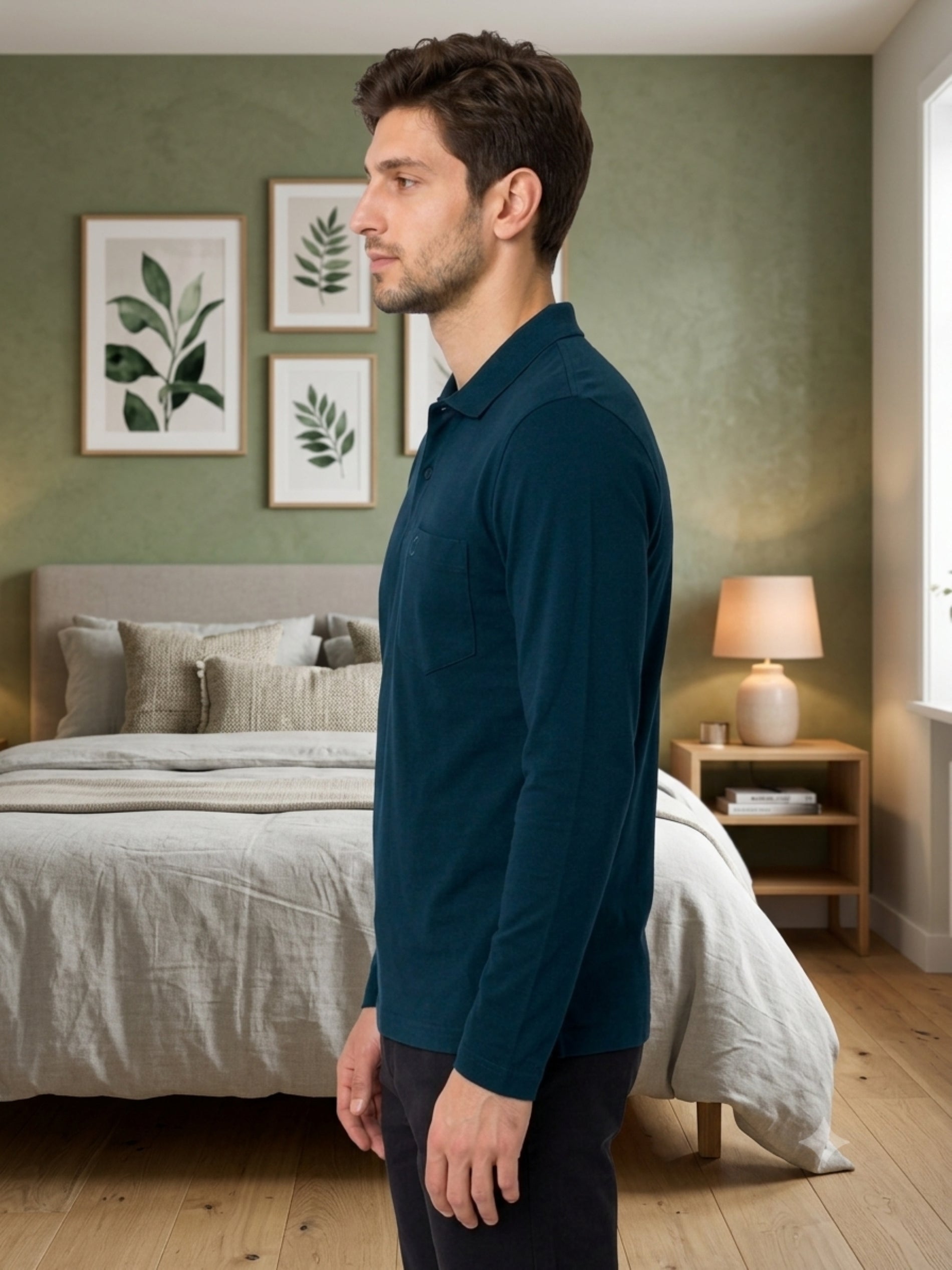 Camey Men's Solid Full Sleeve Polo T-Shirt For Men with Pocket