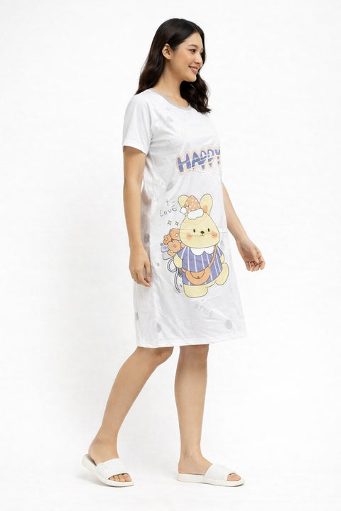 Women's short Nighty, Nightgown, Printed Pattern, Short Sleeve Sleep Dress