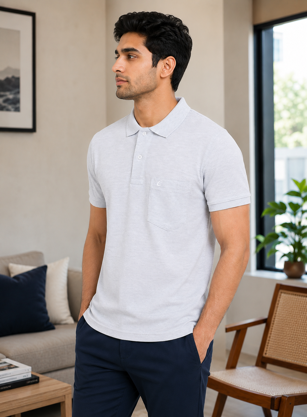 Men's Cotton Matte Polo Collar T-Shirt