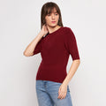 Women Woolen winter half sleeve round Neck top/Sweater