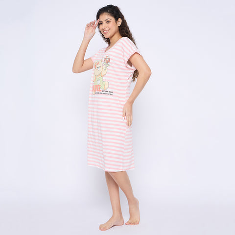 Women's short Nighty/Nightgown, Printed Pattern, Short Sleeve Sleep Dress
