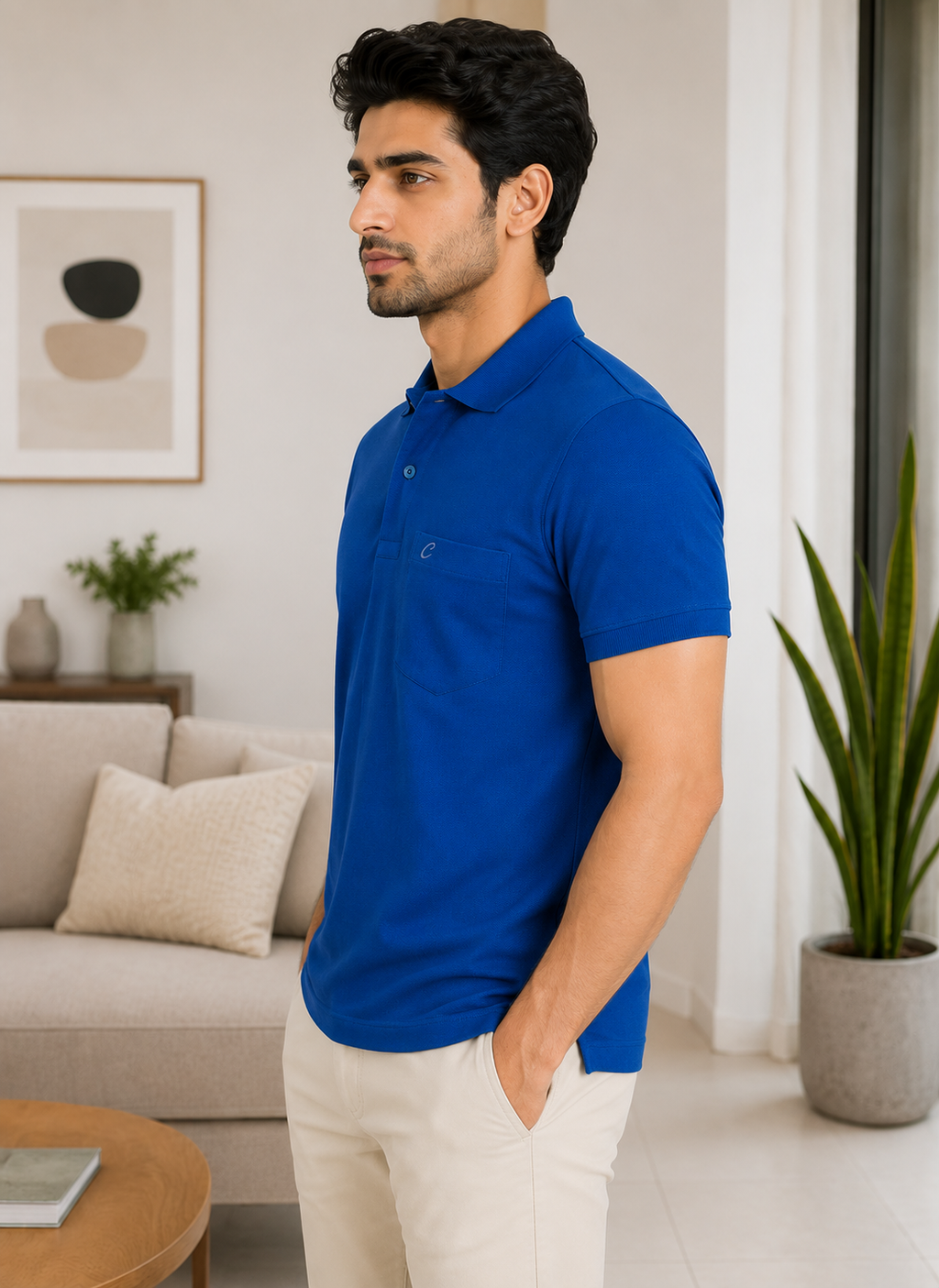 Purchase Camey Men's Cotton Tees – Light, Long-Lasting Wear | Camey Men's Cotton Matte Polo Collar T-Shirt