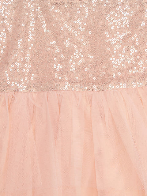 Peach Sequin Party Frock