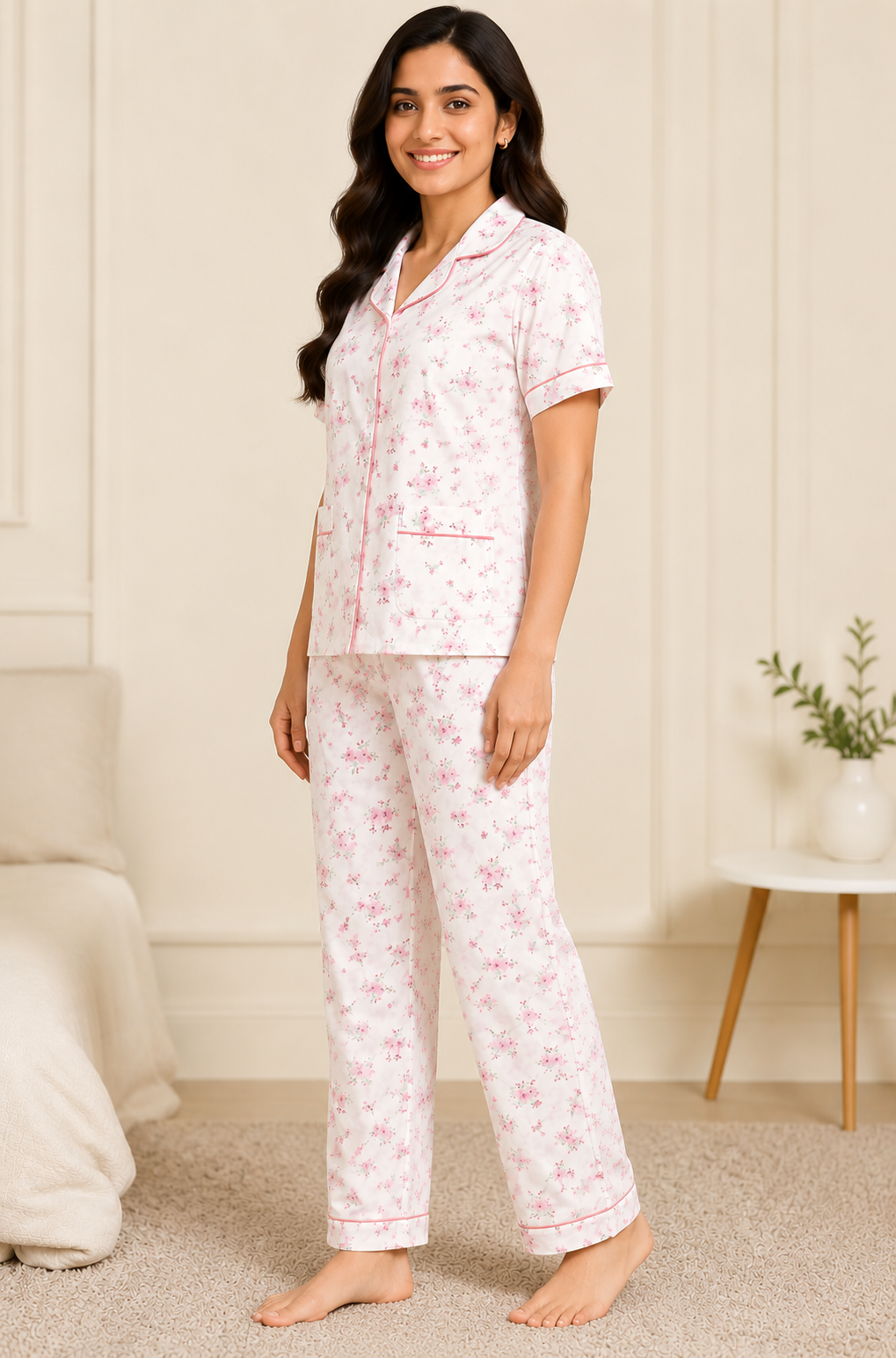 Women Night Suit | Women Sleepwear Set | Ladies Nightwear | Front Open Pyjama Set