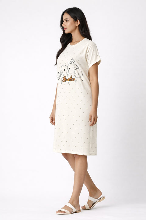 Women's short Nighty, Nightgown, Printed Pattern, Short Sleeve Sleep Dress