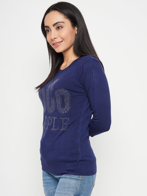 Women Woolen winter full sleeve coco stone print Round Neck top/Sweater