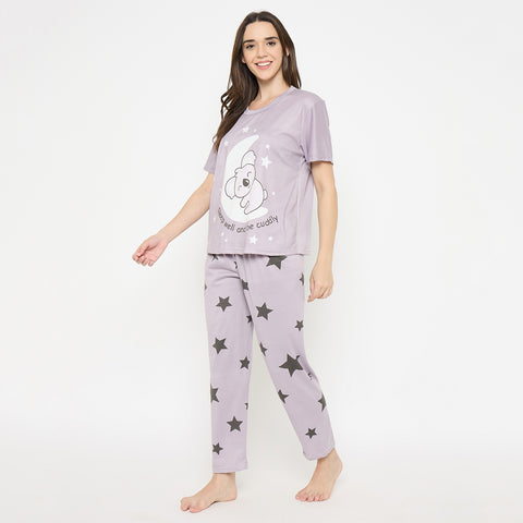 Purchase Camey Night Suit for Women – Cotton & Cozy Nightwear | Women's Printed Pyjama Set, Short Sleeve T-Shirt and Trousers, women nightsuit, Loungewear Set