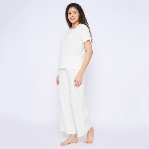 Top and Pyjama Set for Women Nightwear, White