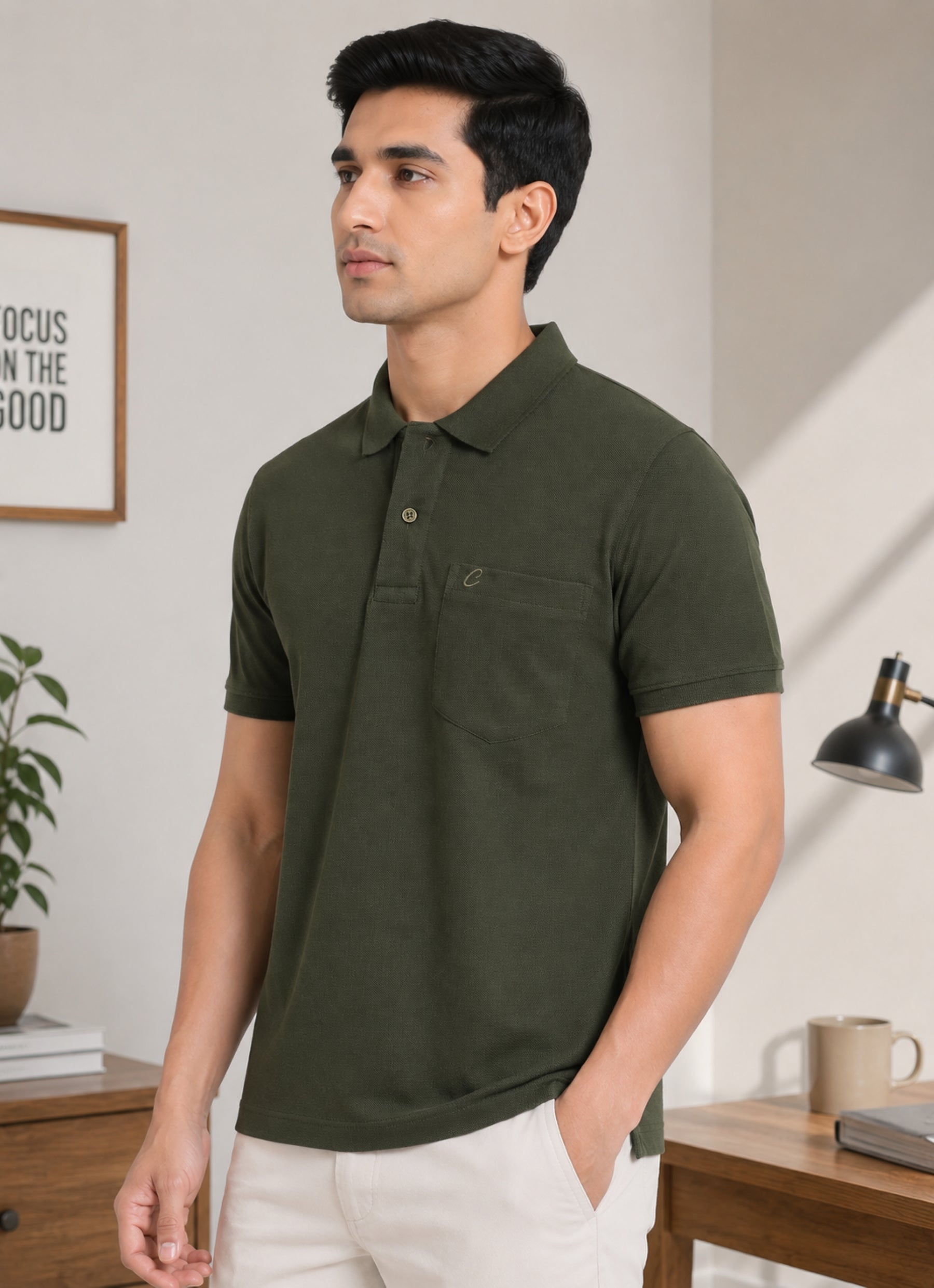 Men's Cotton Matte Polo Collar T-Shirt