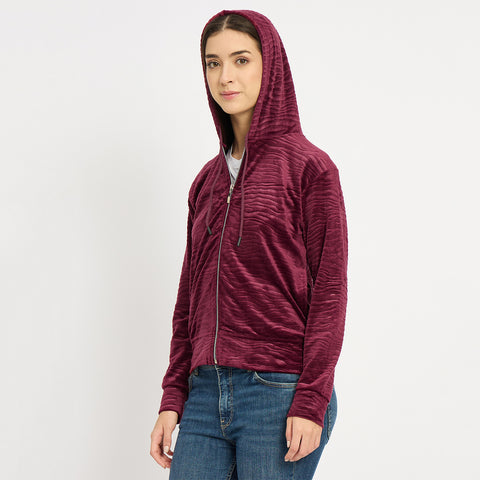 Women’s Whale Textured Zip-Up Hooded Sweatshirt