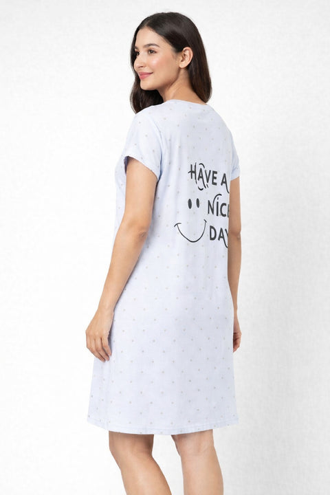 Women's short Nighty, Nightgown, Printed Pattern, Short Sleeve Sleep Dress