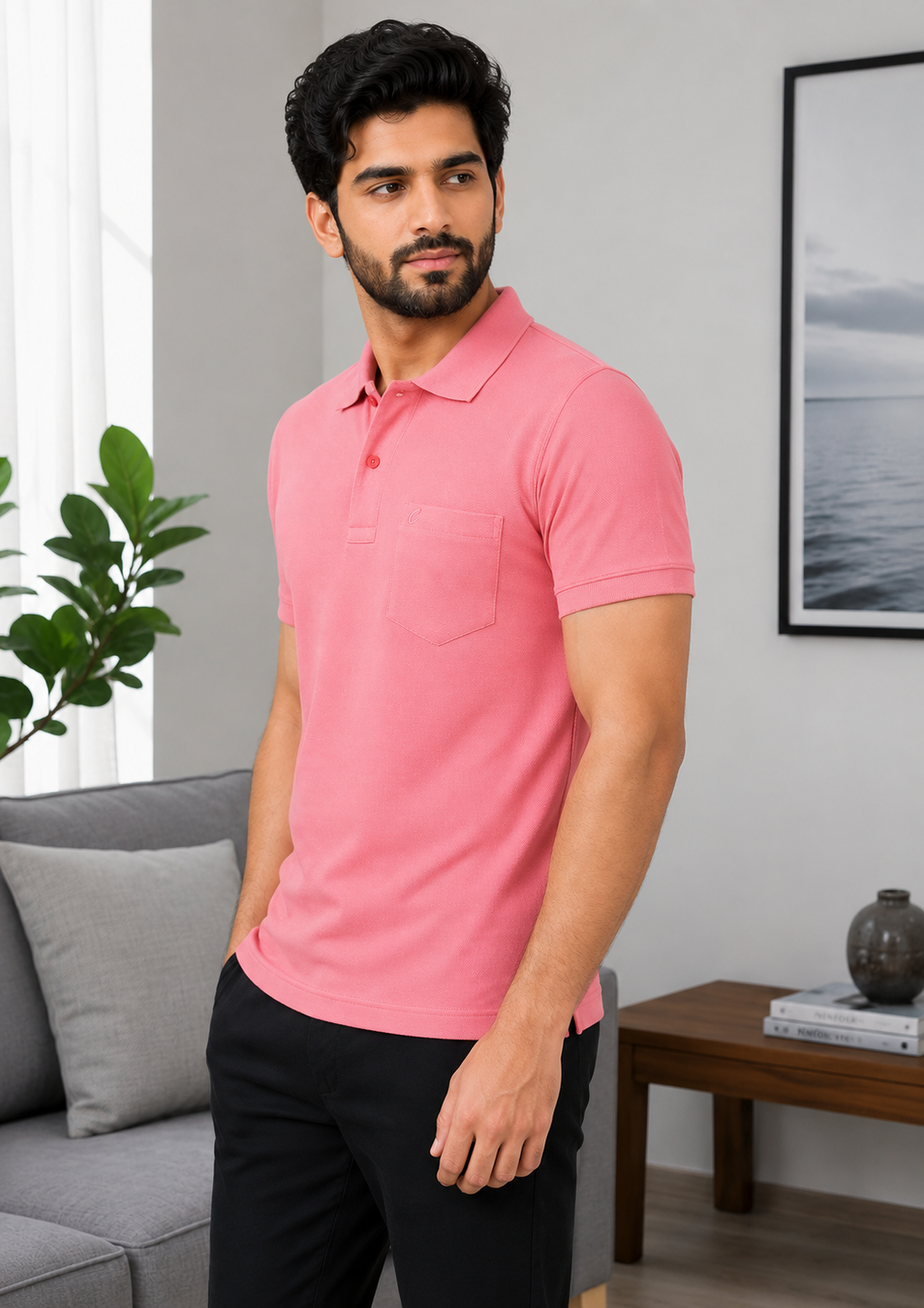 Men's Cotton Matte Polo Collar T-Shirt