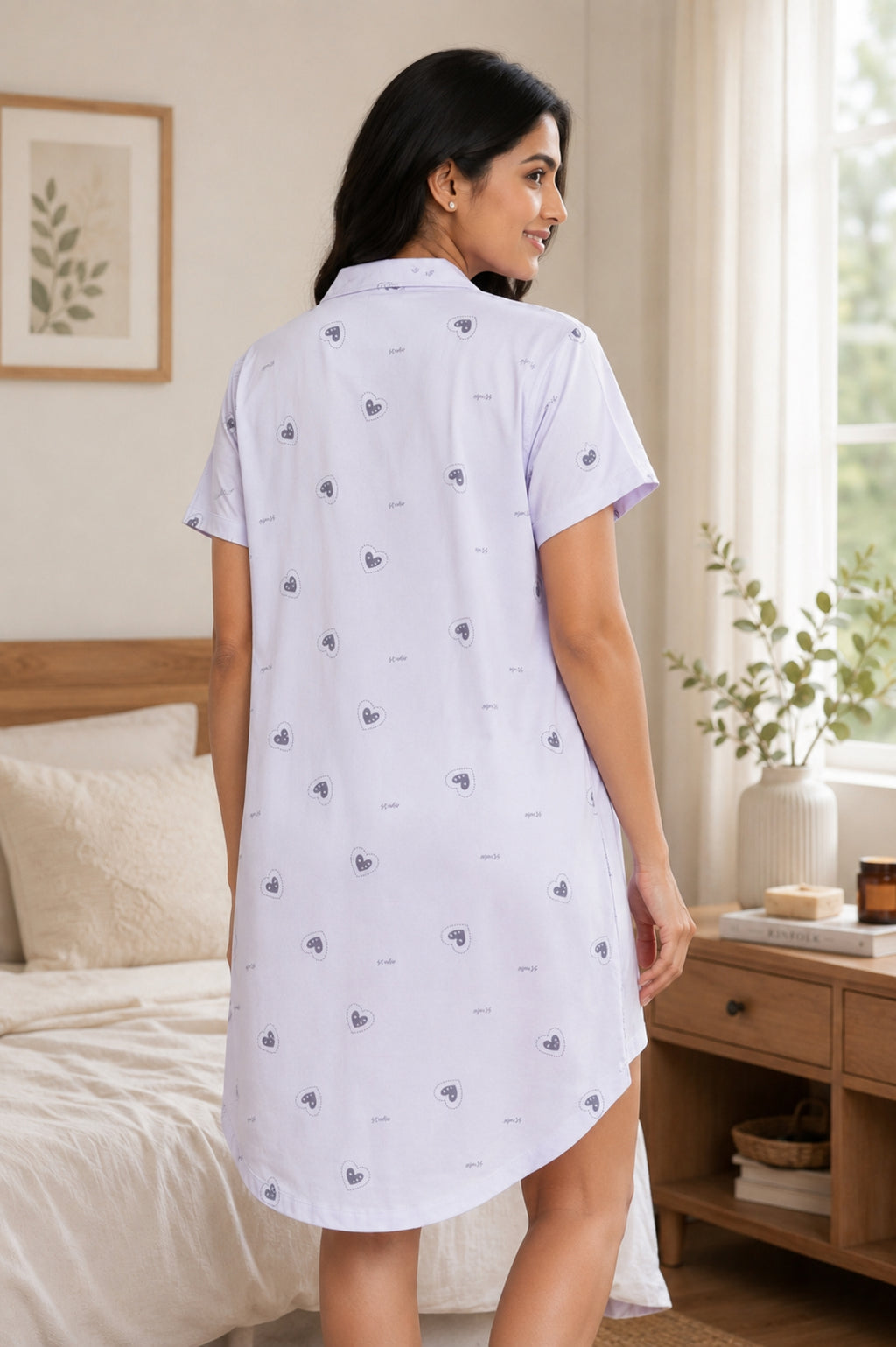 Women Front Open Short Nighty | Button Down Night Dress for Women | Comfortable Sleepwear | Loose Fit Short Nightwear | Soft Lounge Wear for Women | Everyday Night Dress