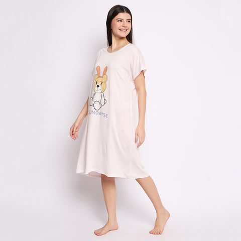 Women's short Nighty/Nightgown, Printed Pattern, Short Sleeve Sleep Dress