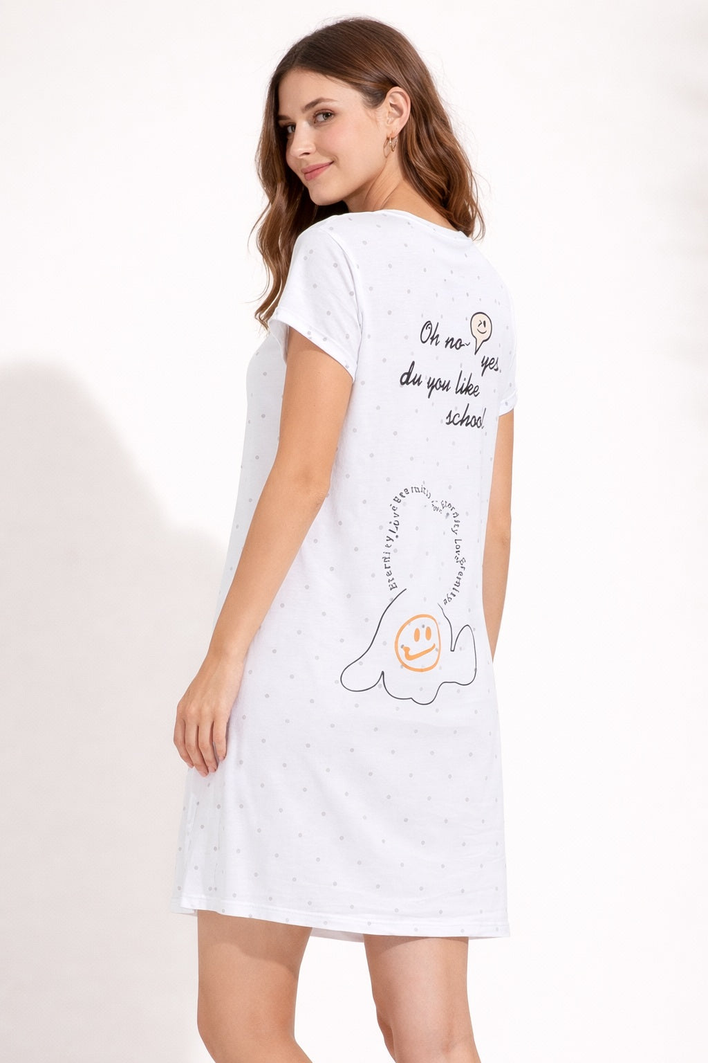 Women's short Nighty, Nightgown, Printed Pattern, Short Sleeve Sleep Dress