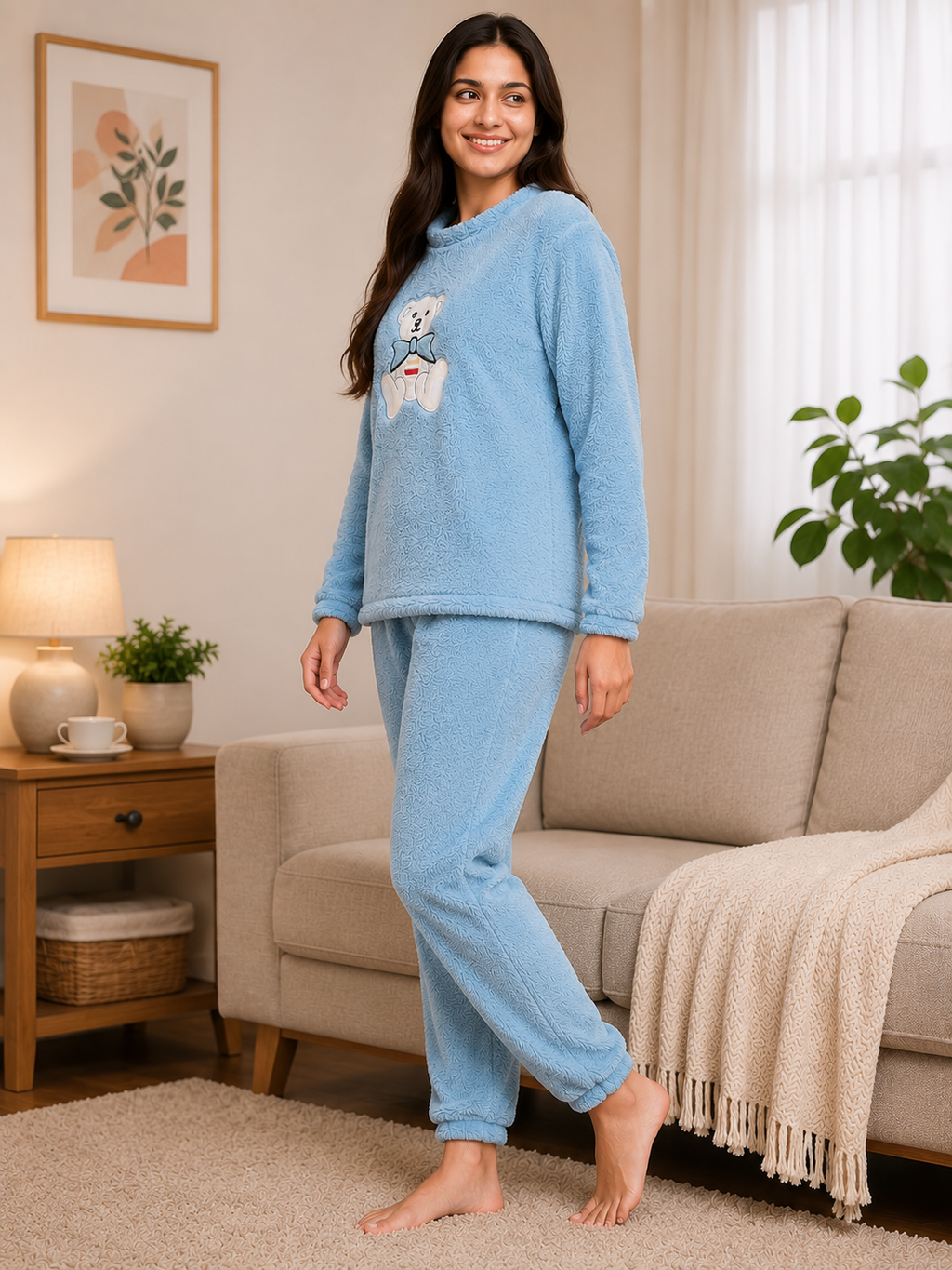 Camey Women Printed Winter Full Sleeve Top and Pajama Set