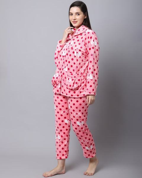 Women's Winter Full Sleeve Regular Fit Night Suit Top and Pyjama Set Ladies Night Dress