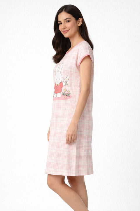 Women's short Nighty, Nightgown, Printed Pattern, Short Sleeve Sleep Dress