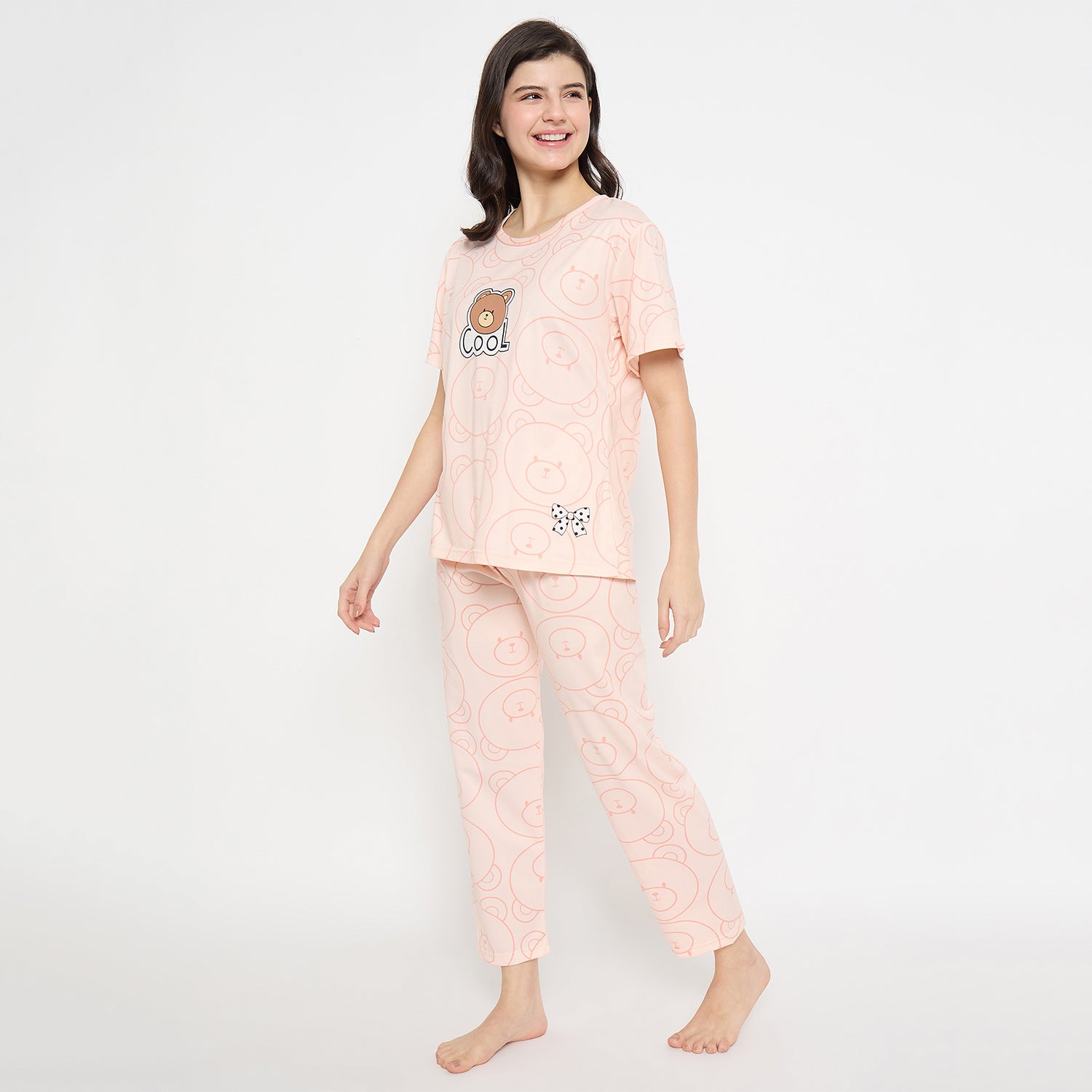 Women's Sleepwear Set, Cotton Pyjama with Short Sleeve T-Shirt,Loungewear