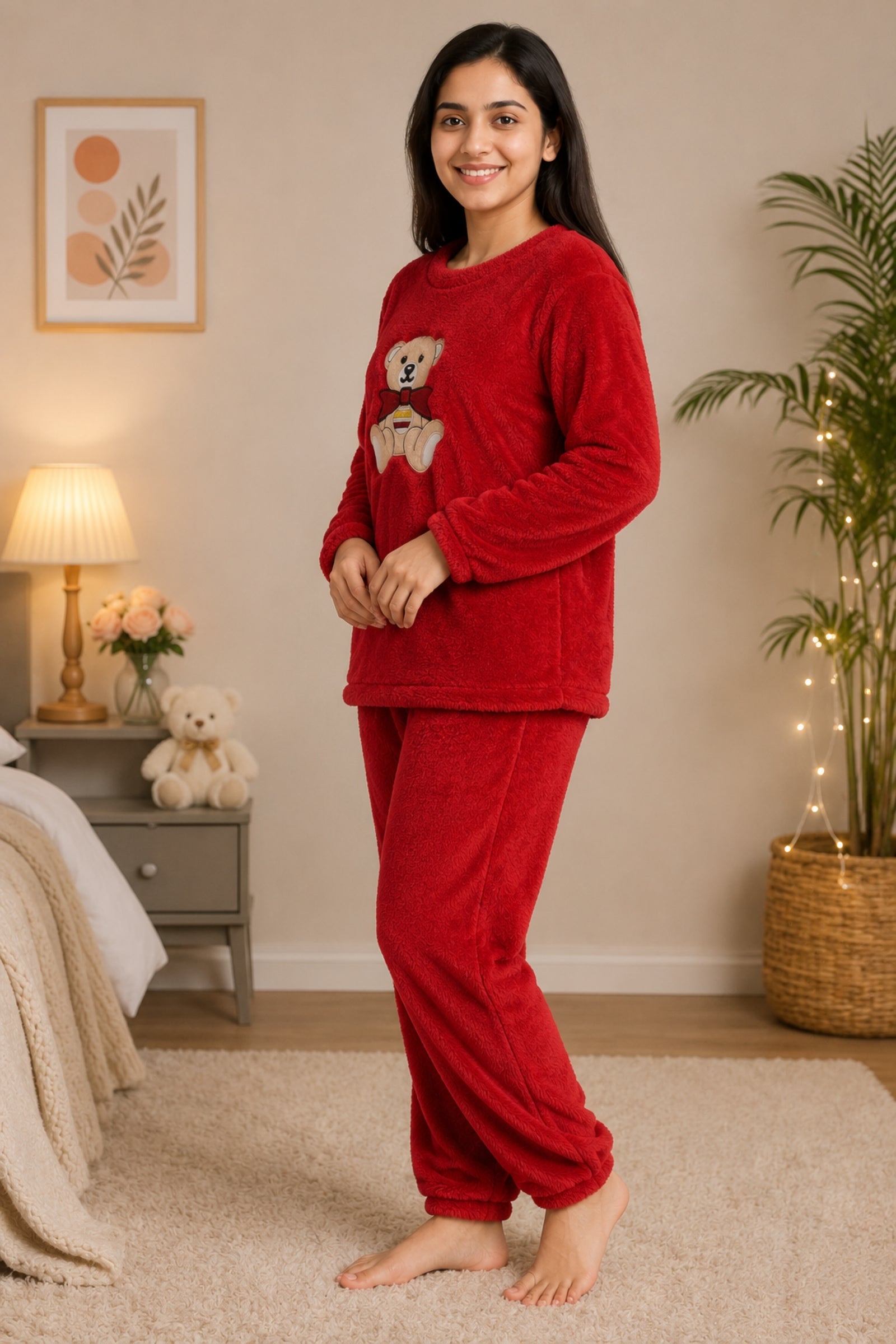 Camey Women Printed Winter Full Sleeve Top and Pajama Set