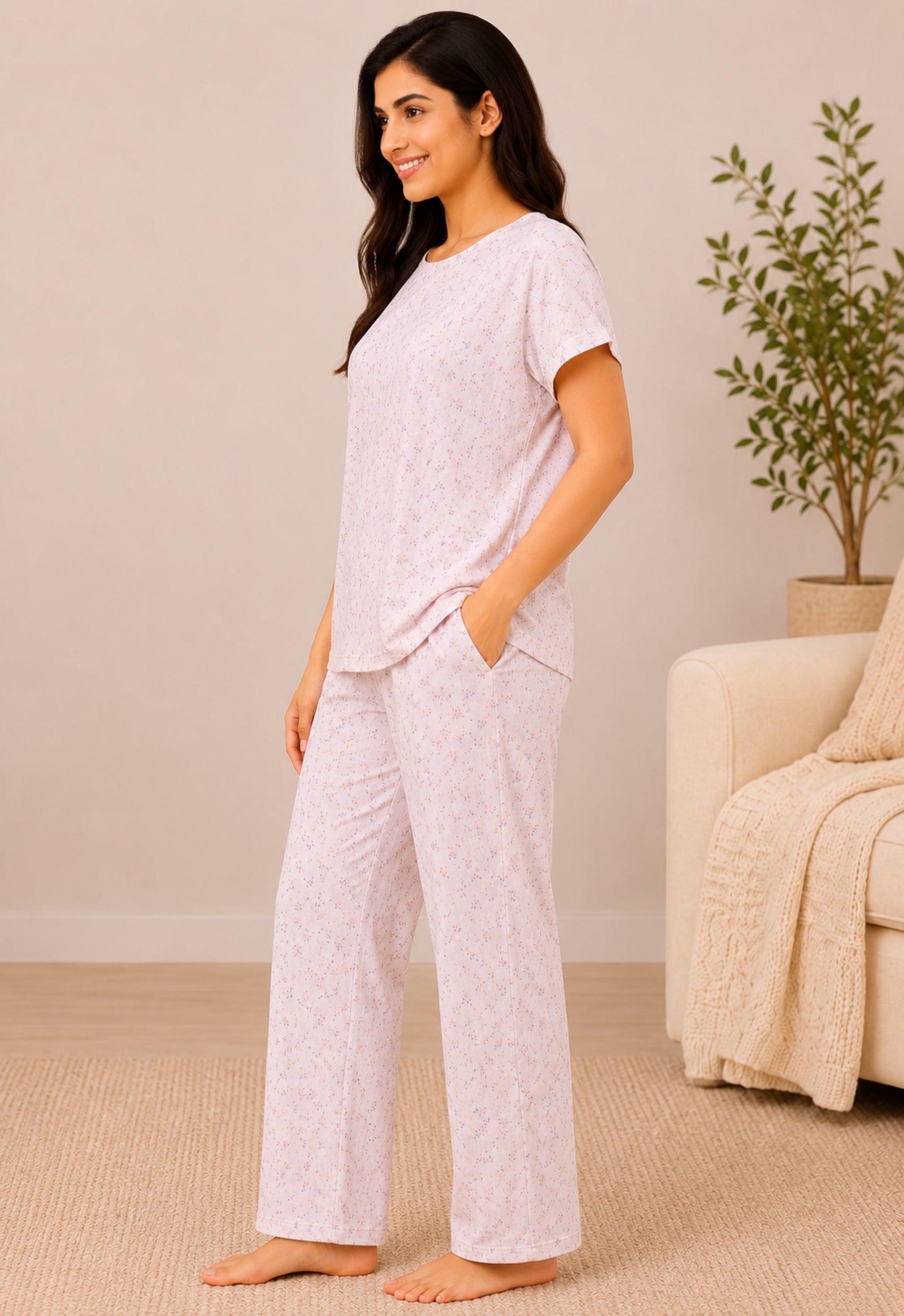 Women Night Suit Set | Soft & Breathable Sleepwear for Women | Half Sleeve Top with Full Length Pyjama