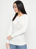 Women Woolen winter full sleeve coco stone print Round Neck top/Sweater